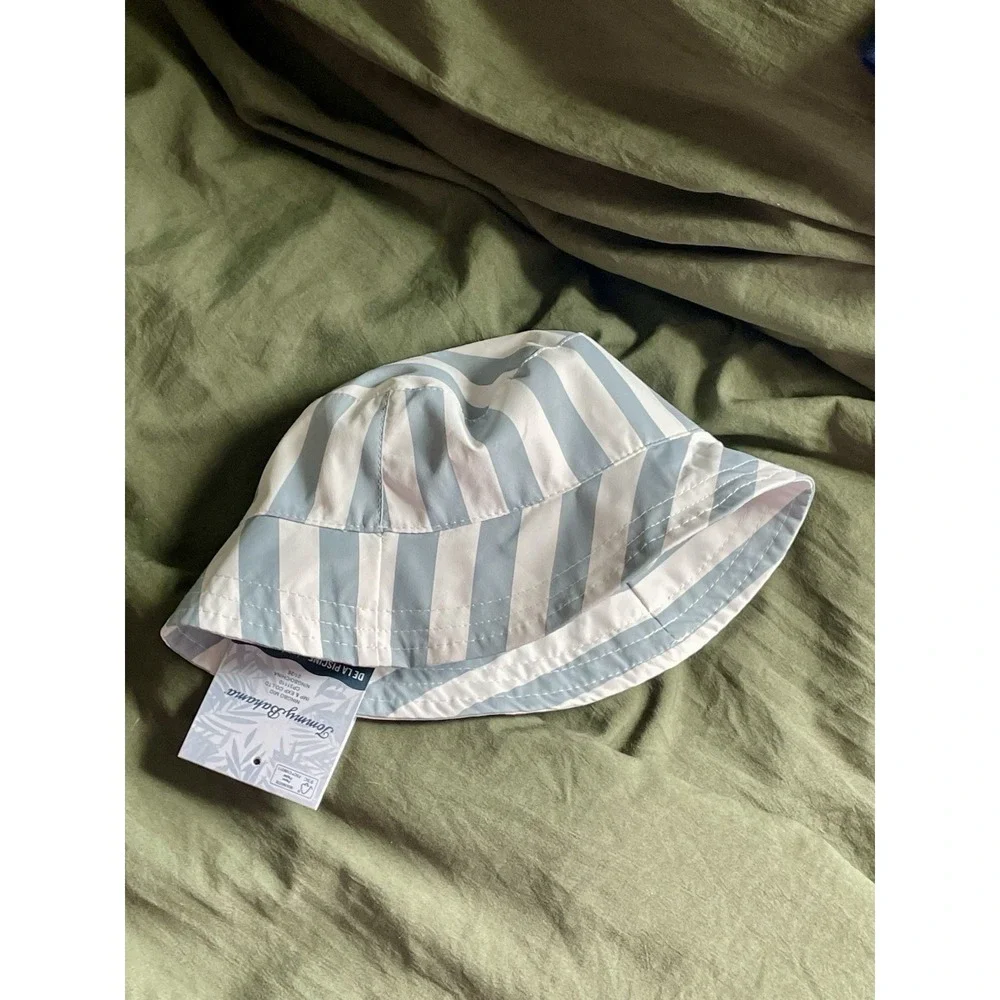 Tommy Bahama Baby Bucket Hat NWT Reversible Striped Swim Beach Cap Chin Strap OS